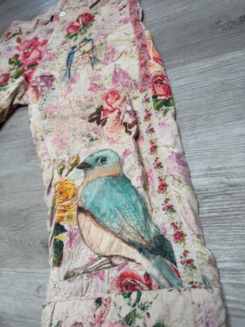 Magnolia Pearl 427 FLORE Rare Miners Pants Floral Bird Peace Art Love OS - Picture 7 of 9